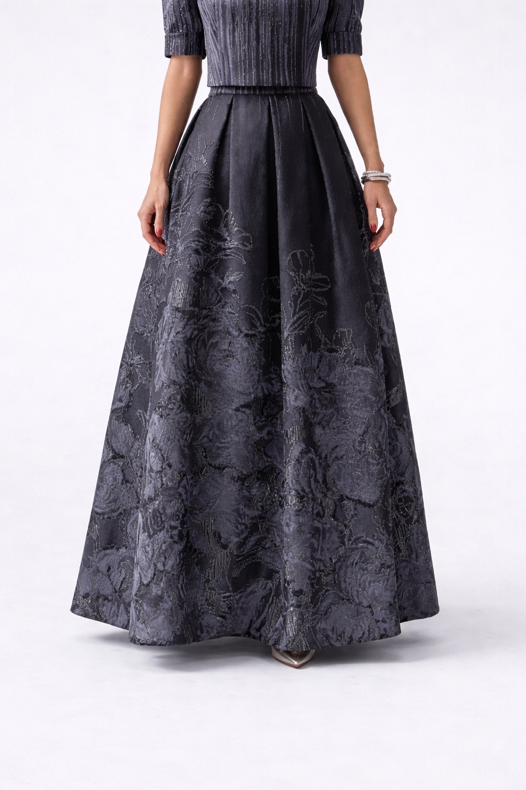 Jacquard Floral Long Skirt