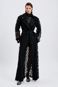 Luxury Black Lace Belted Coat