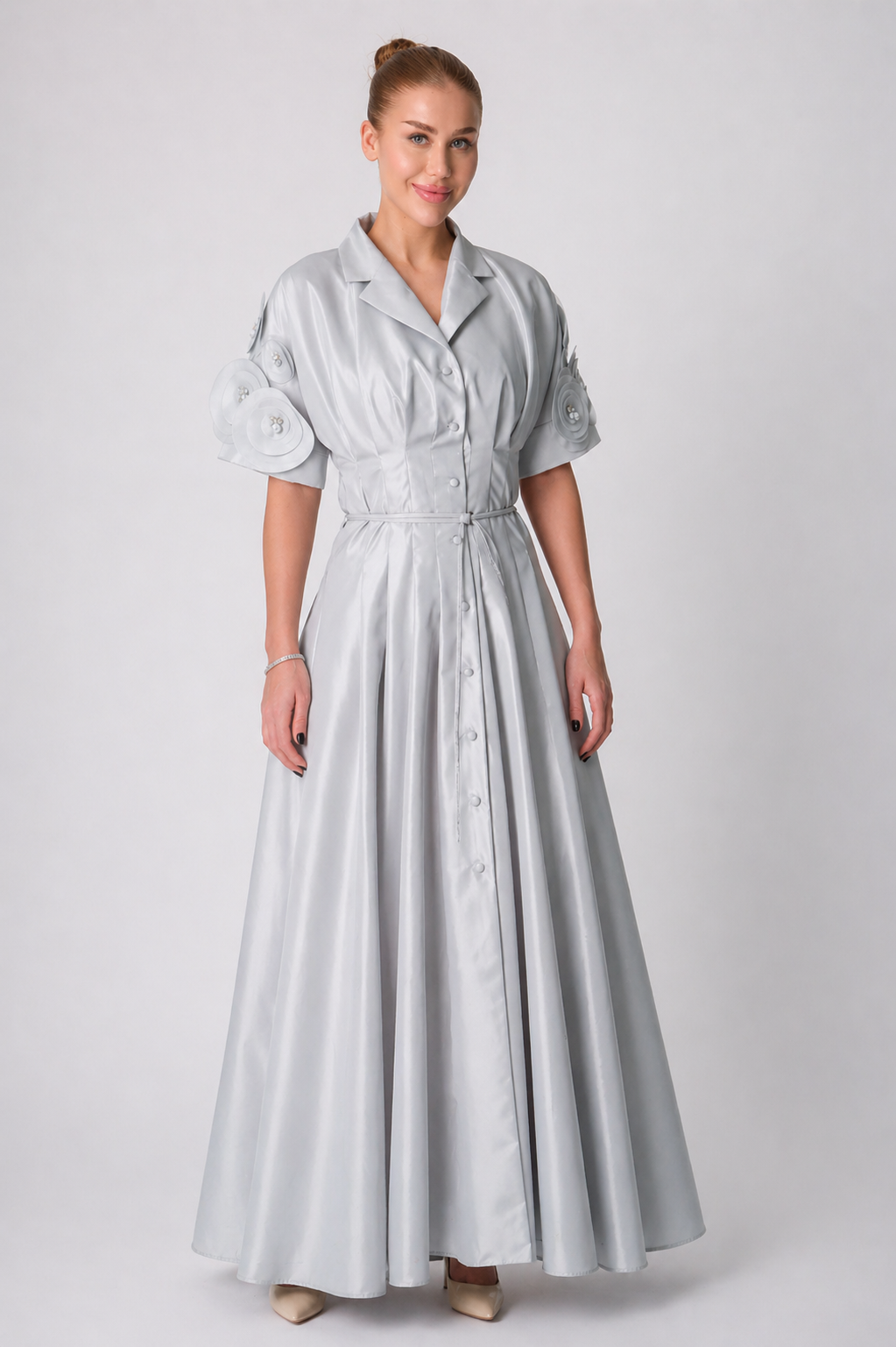 Sculpted Satin Maxi Dress