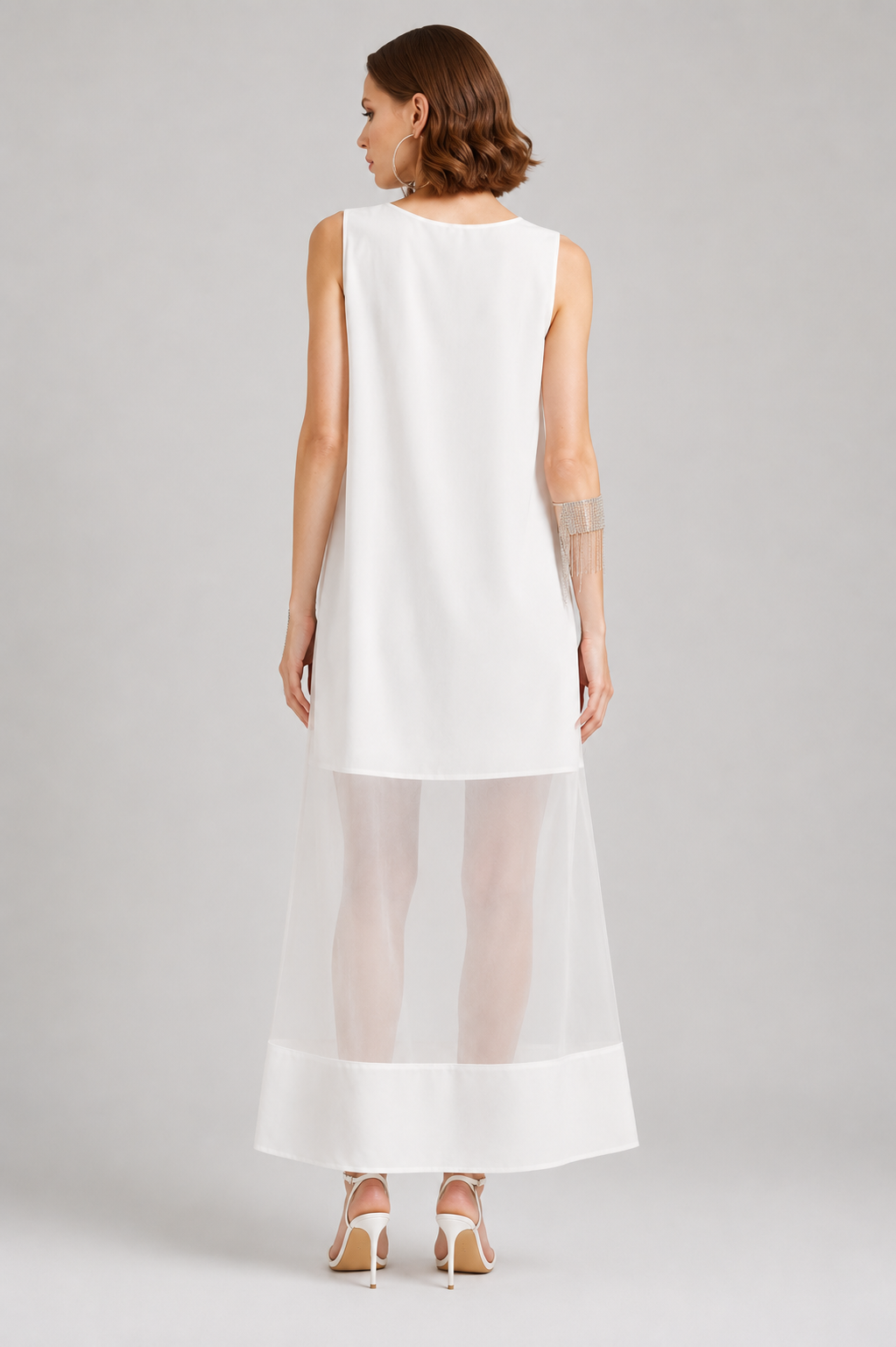 White Sheer Layered Dress