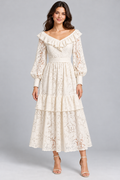 Ivory Lace Belted Dress