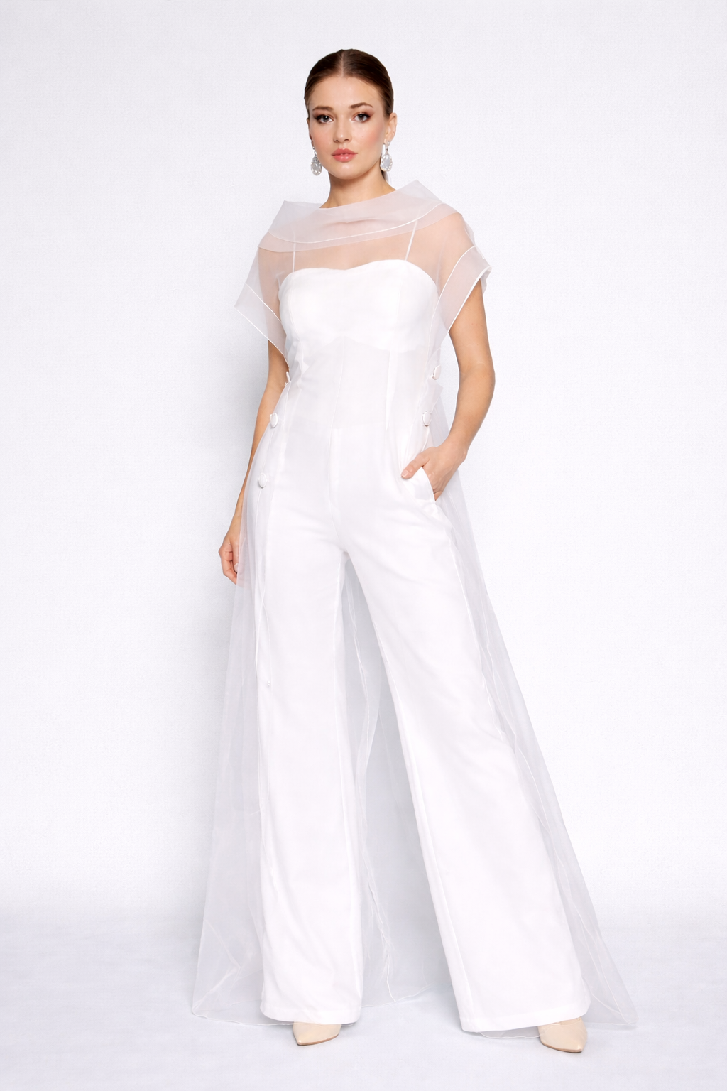 White Overlay Jumpsuit
