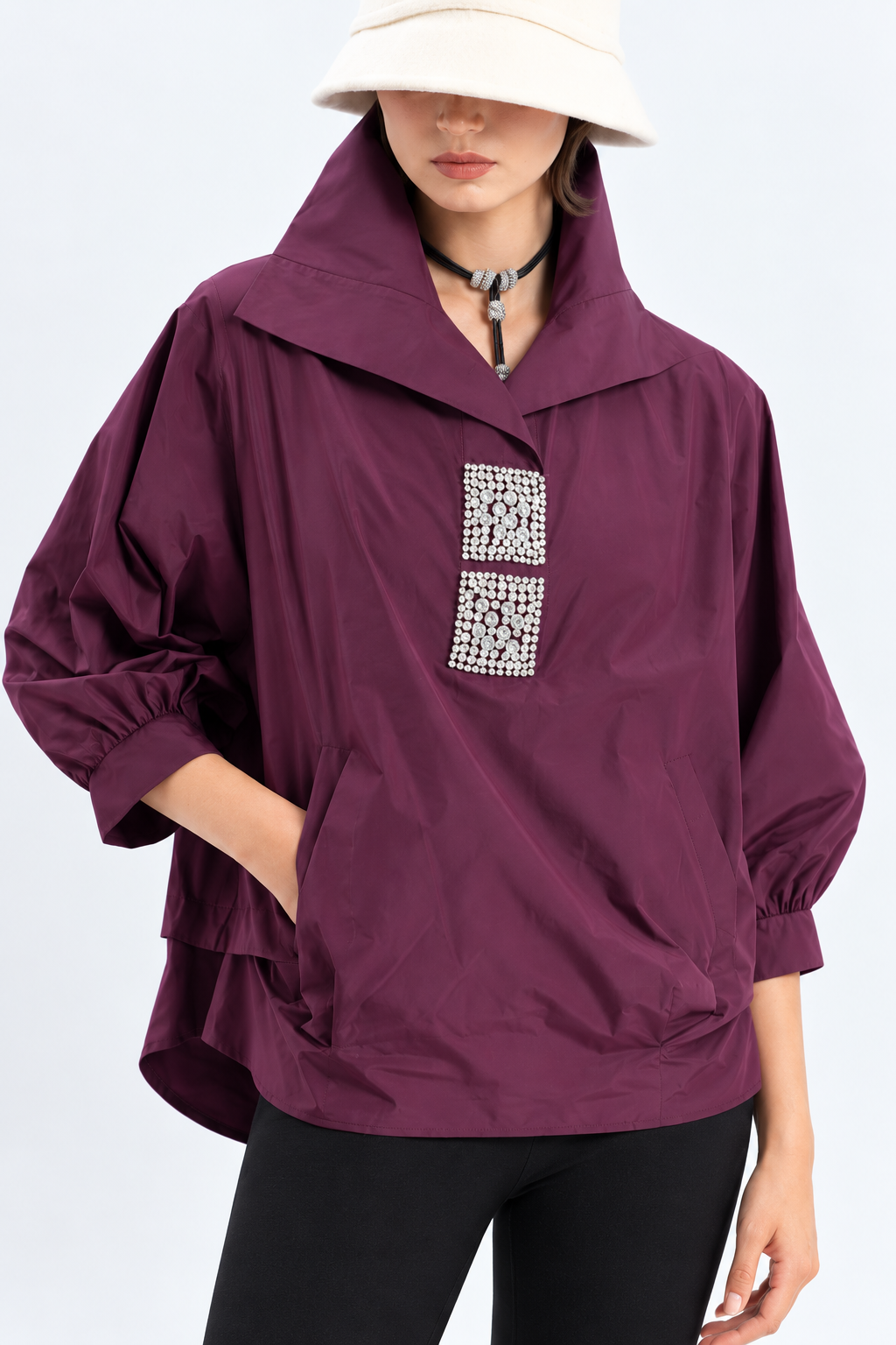 Claret Crystal-Detail Tunic