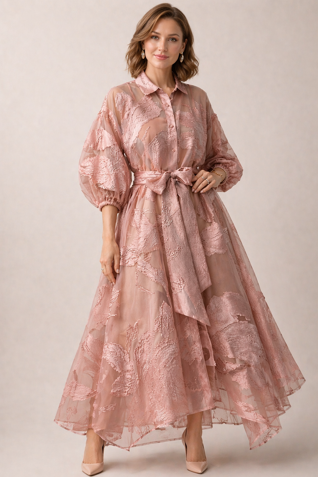 Blush Organza Midi Dress