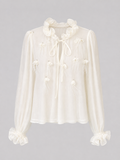 Sheer Embellished Ruffle Blouse