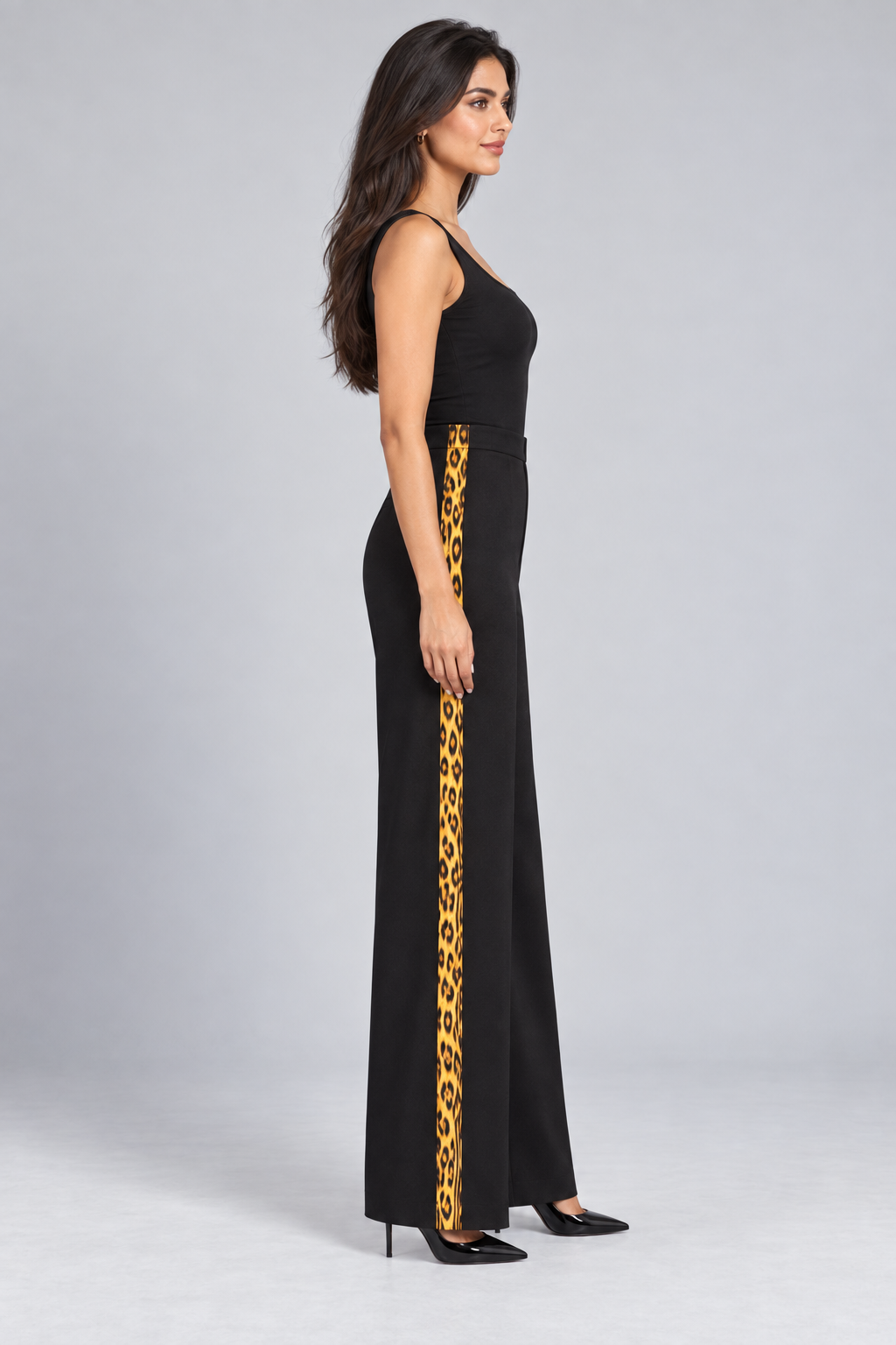 Leopard Stripe Wide-Leg Pants