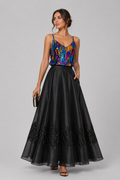 Embellished Maxi Skirt – Classic Noir Elegance