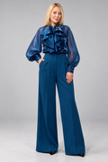 SAY Petrol Ruffle Blouse
