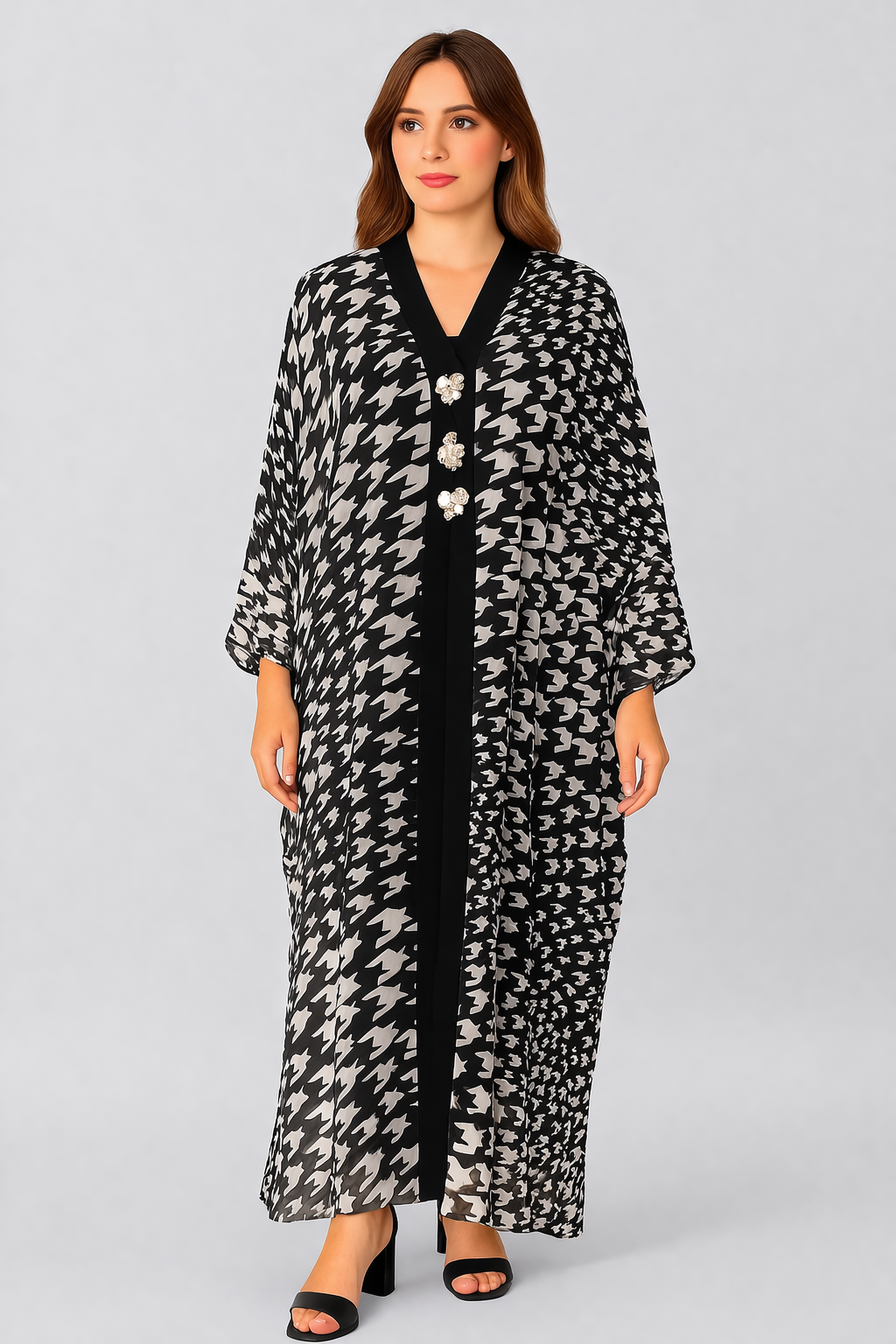 Jeweled Houndstooth Kaftan