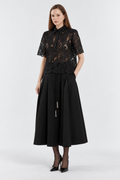 Black Crystal-Tassel Midi Skirt