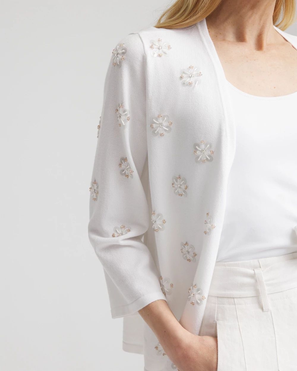 White Beaded Cardigan