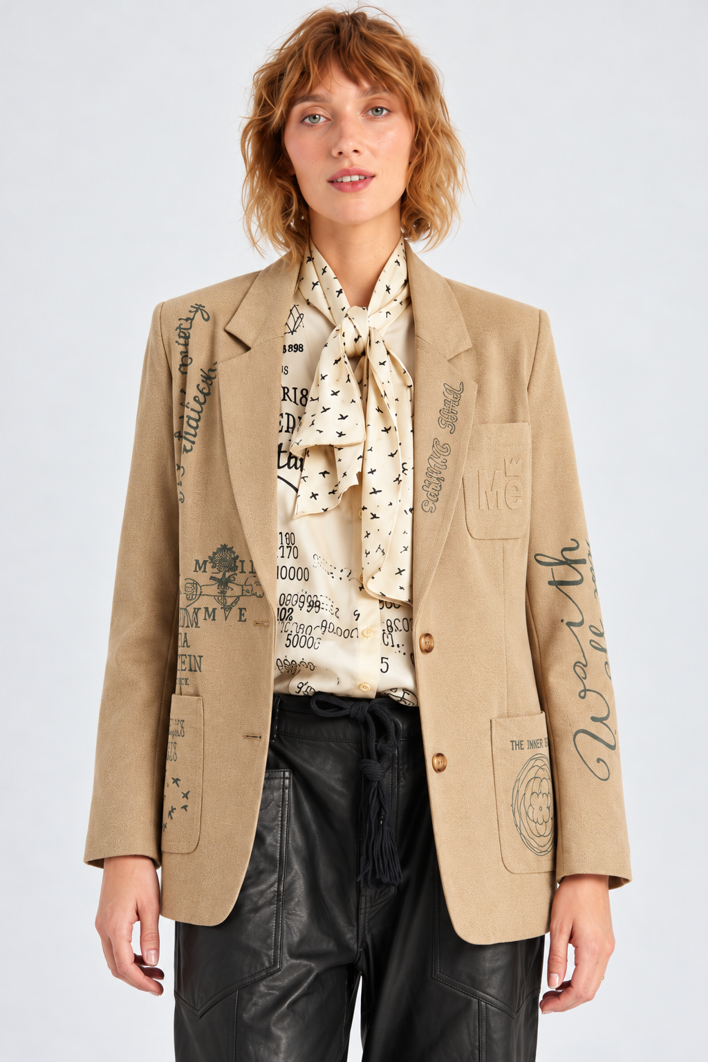 Camel Graphic Print Blazer