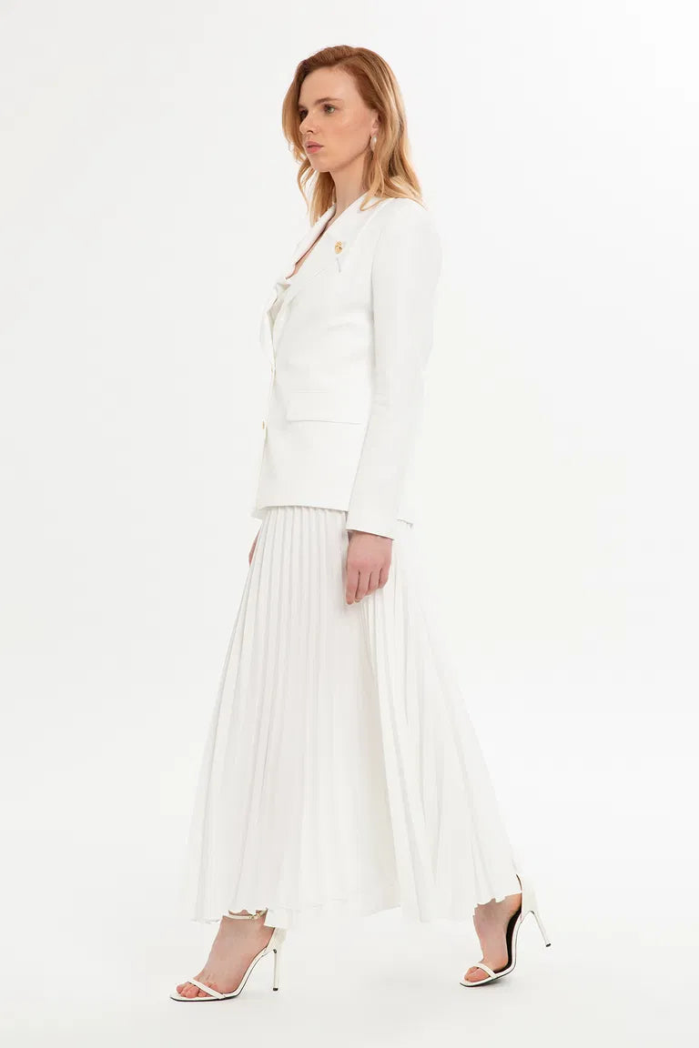 White Pleated Skirt Set