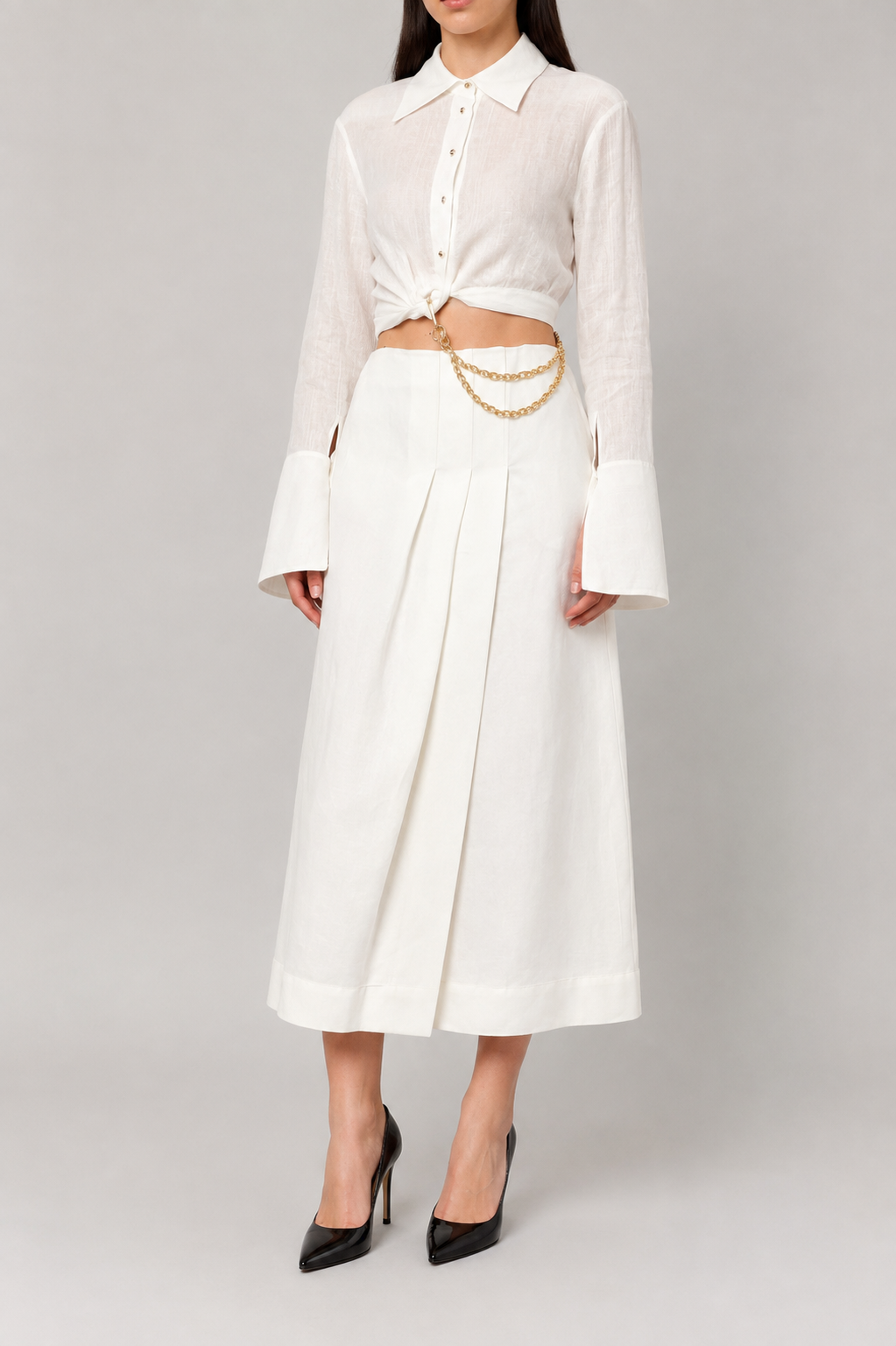 Asymmetric Cropped Chain Blouse
