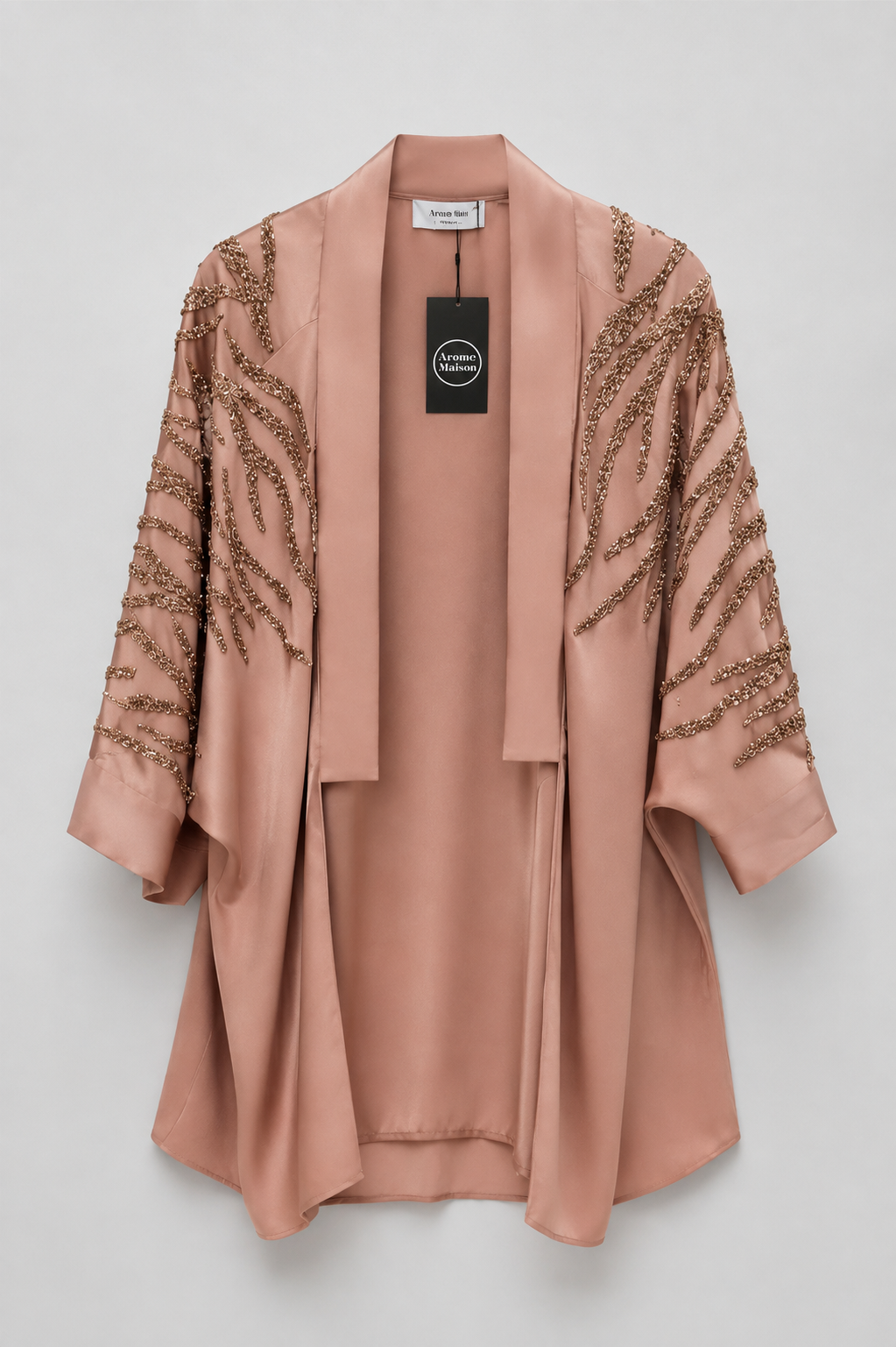 Embellished Satin Kimono Jacket