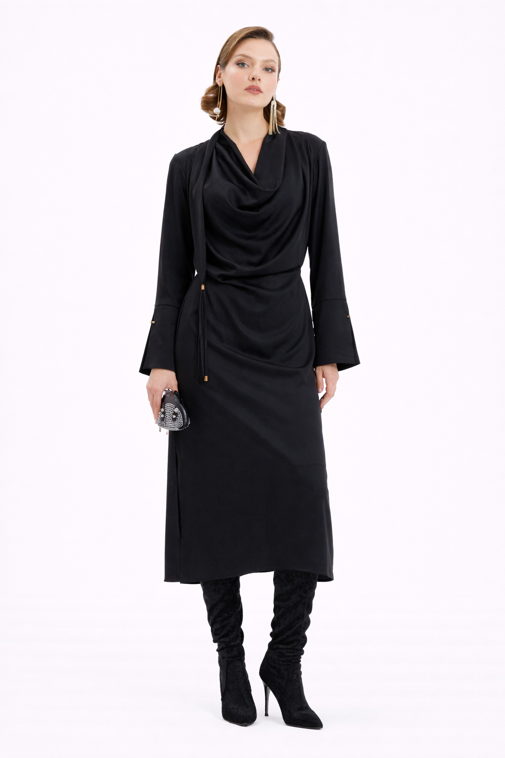 Draped Satin Dress
