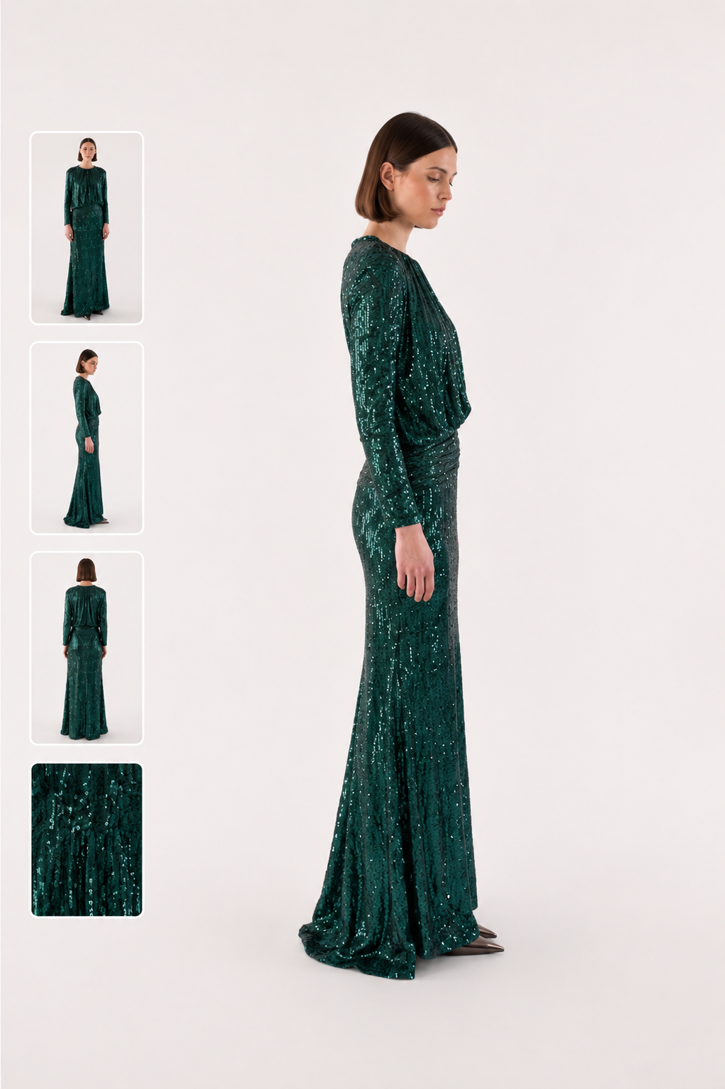 Emerald Sequin Evening Gown