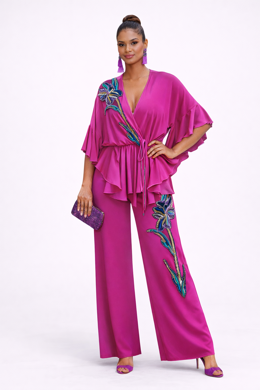 Fuschia Beaded Trousers