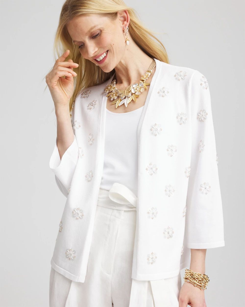 White Beaded Cardigan