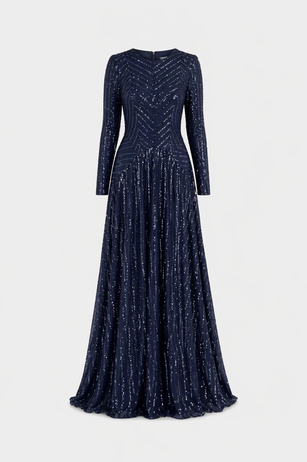 Midnight Blue Embellished Evening Gown