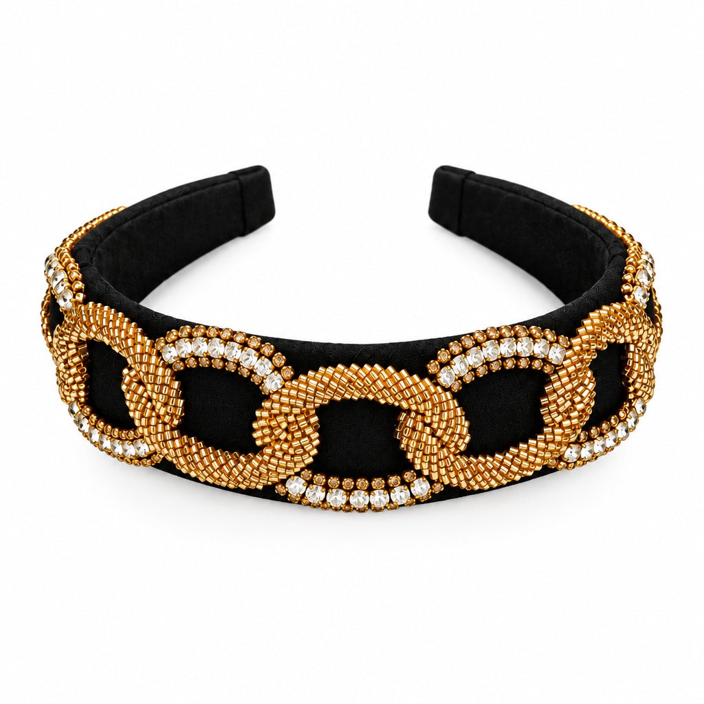Black & Gold Embellished Headband