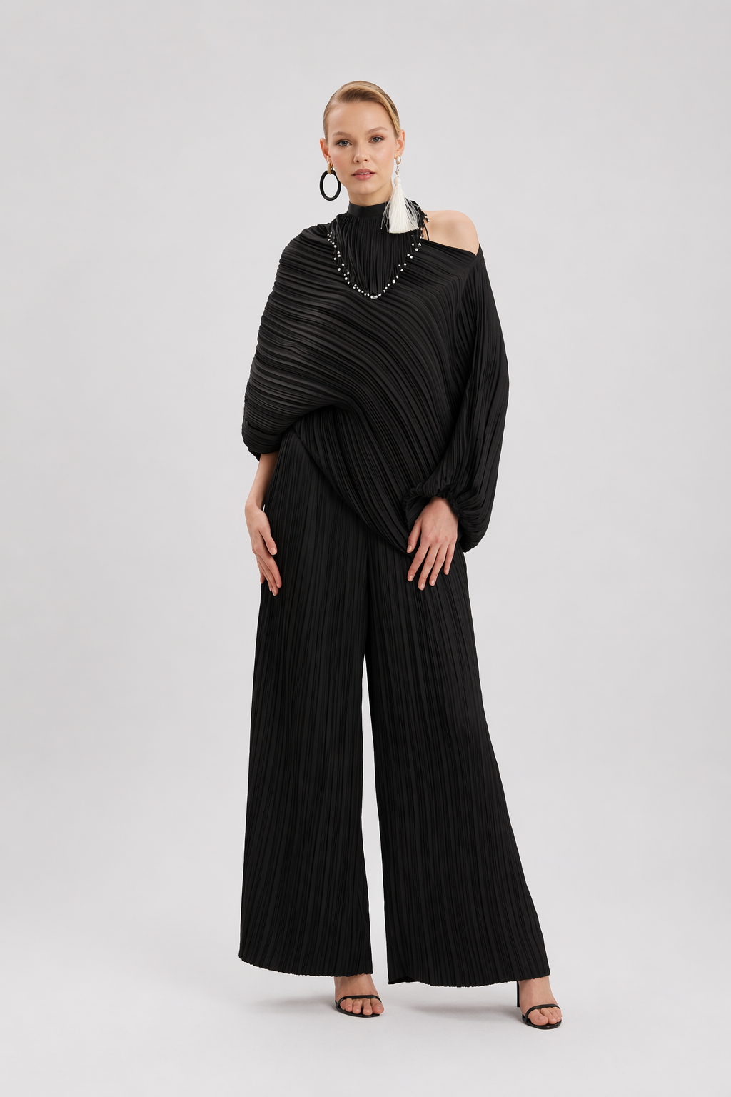 Black Pleated Statement Suit