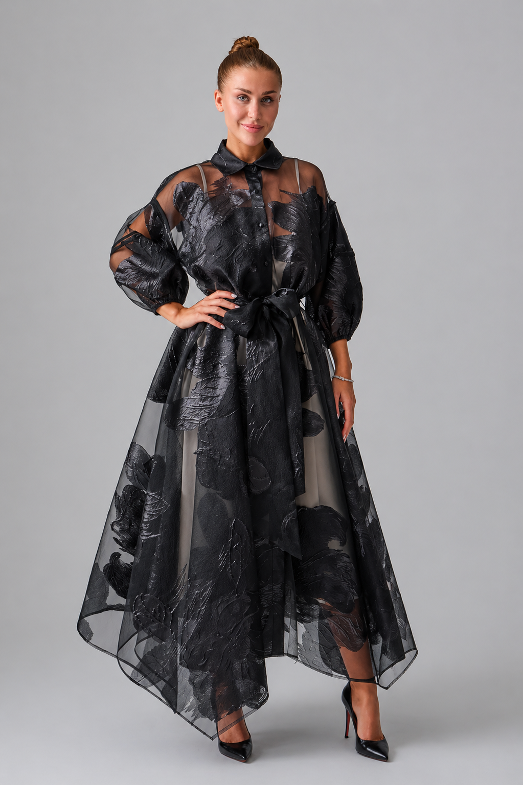Sheer Floral Organza Dress