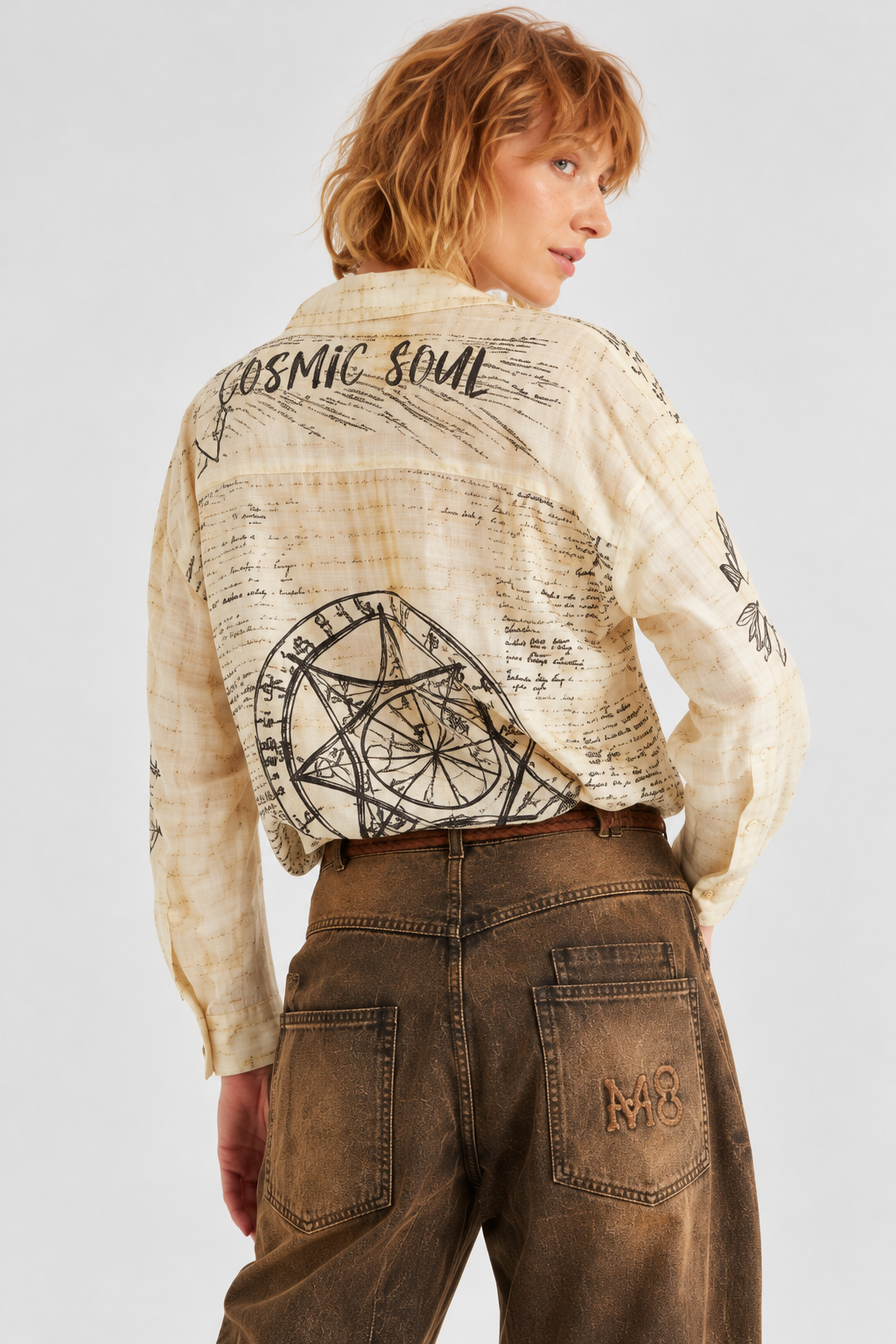 Cream Cosmic Print Blouse