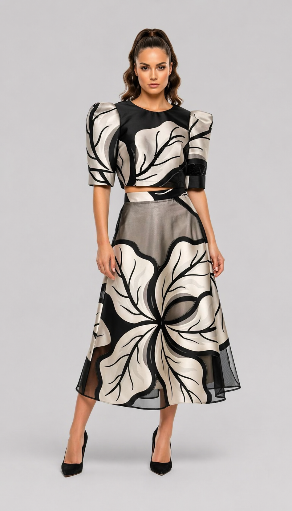 Abstract Print Midi Skirt