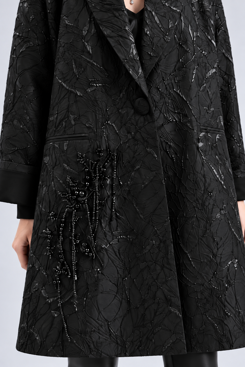 Black Floral Jacquard Jacket