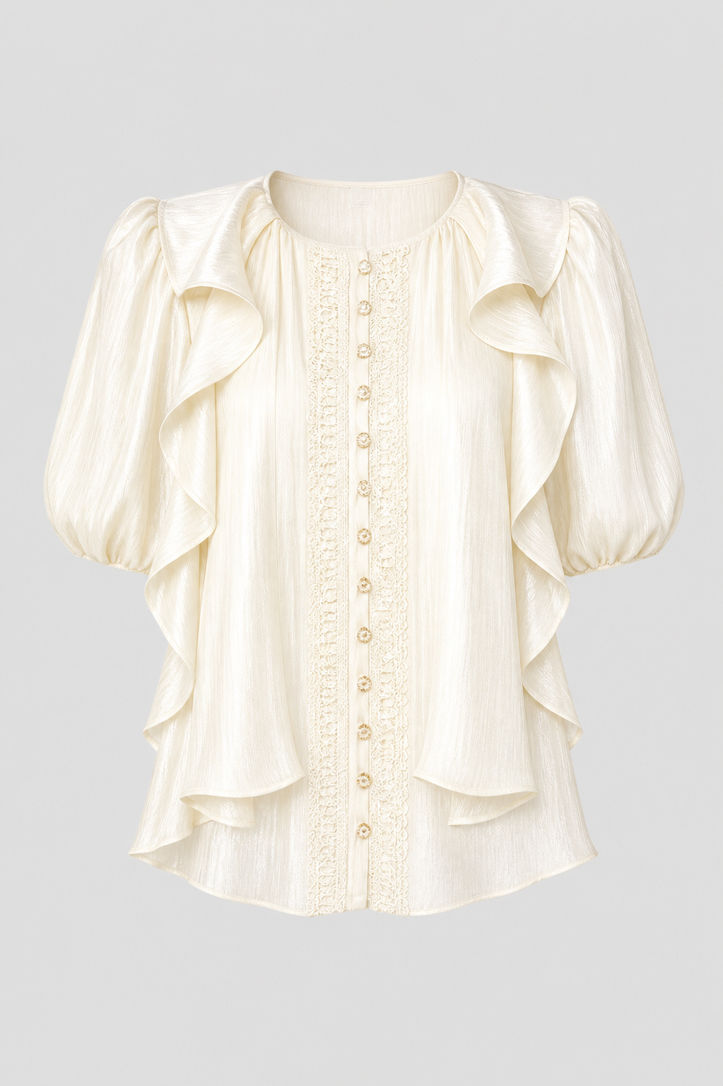 Ivory Ruffle Lace Blouse