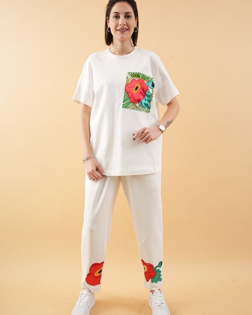 Oversized floral patch T-shirt