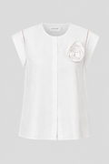 Elegant Linen Rosette Blouse