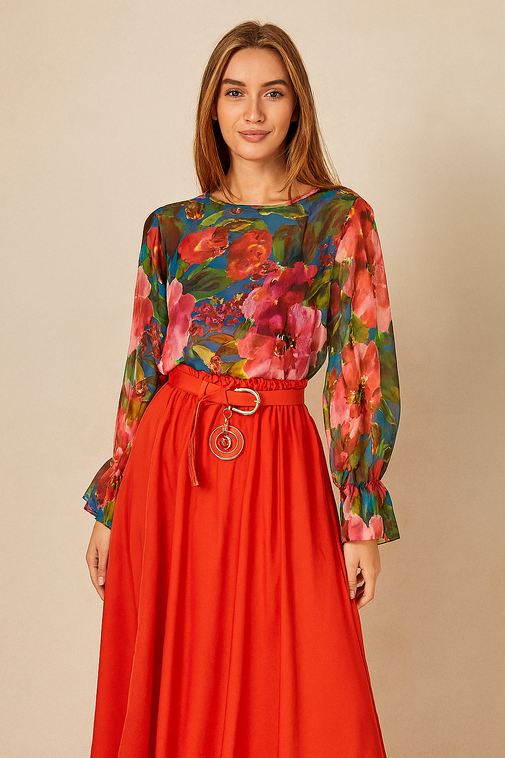 Vibrant Floral Chiffon Blouse