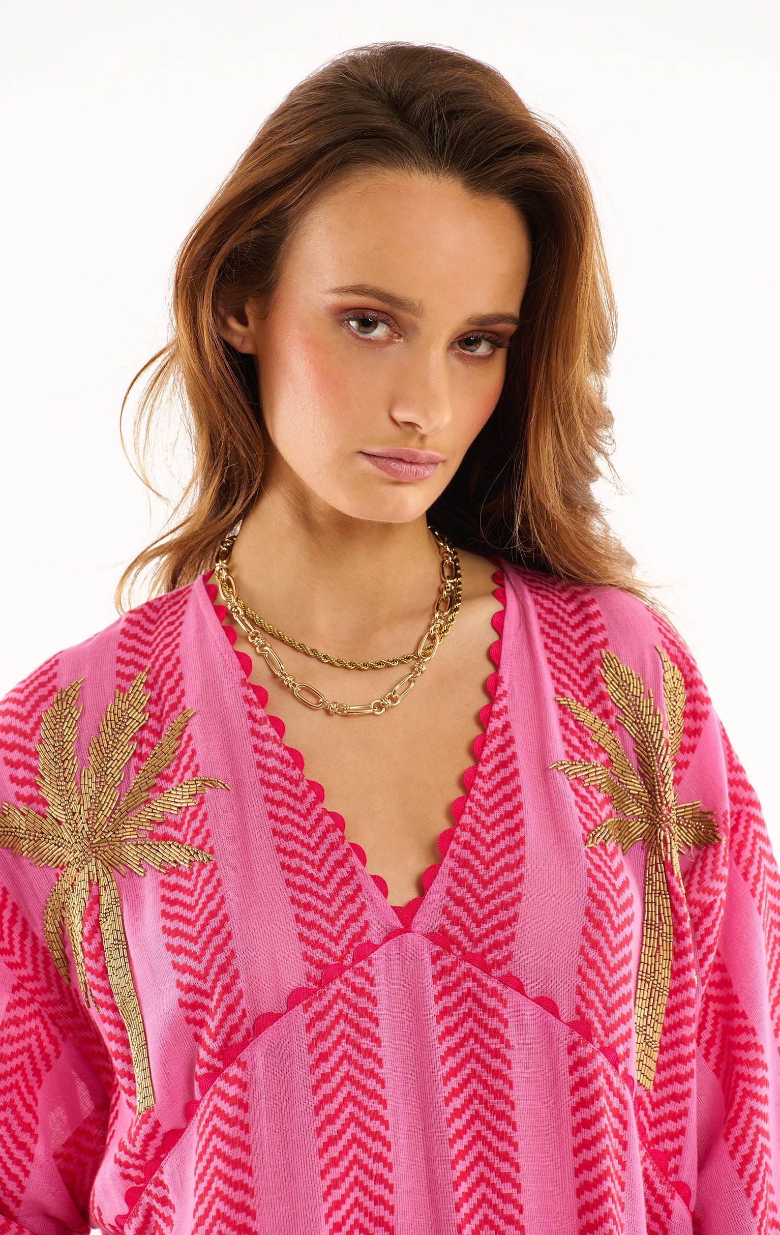 Pink Palm Kaftan