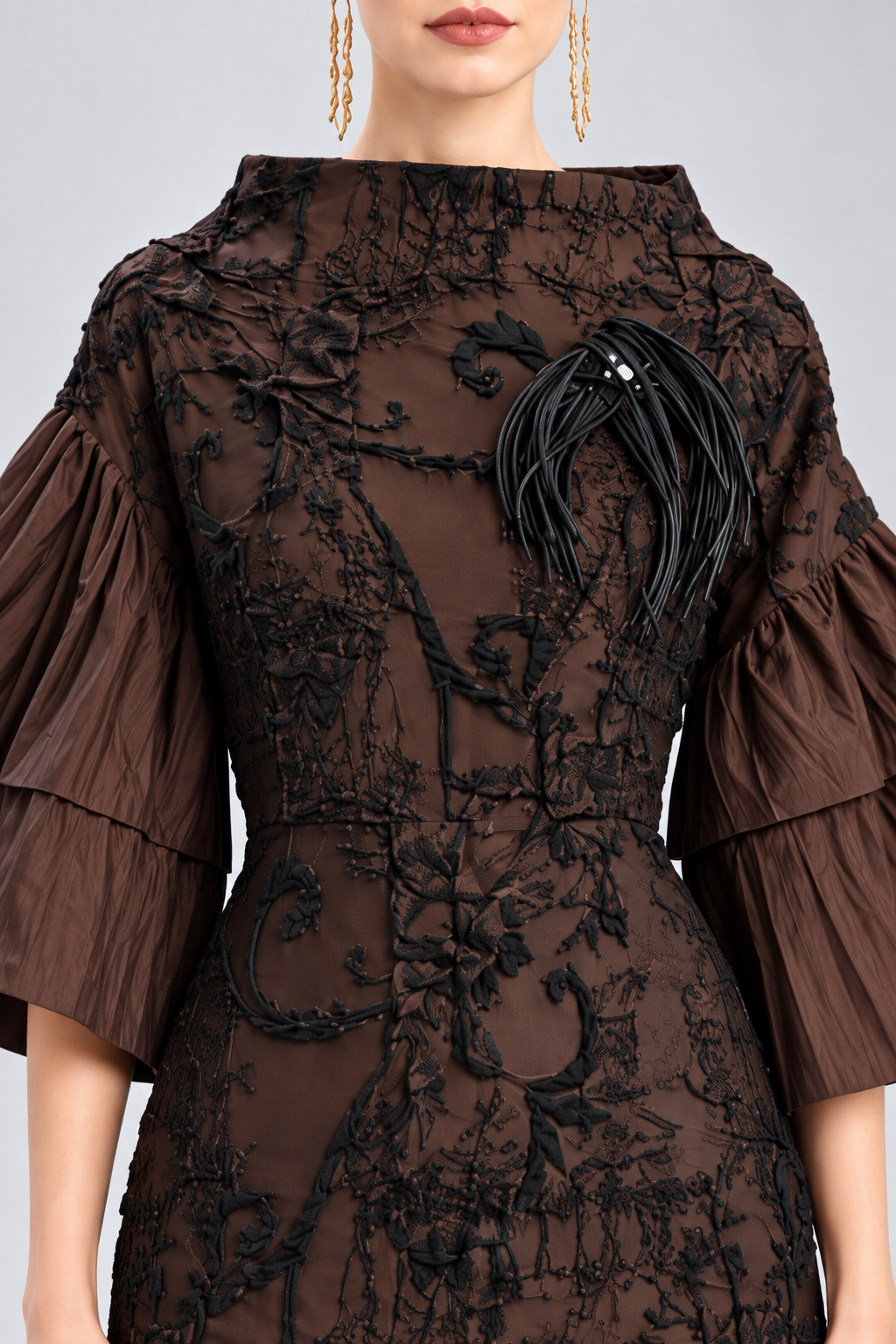 Textured Floral Midi Dress