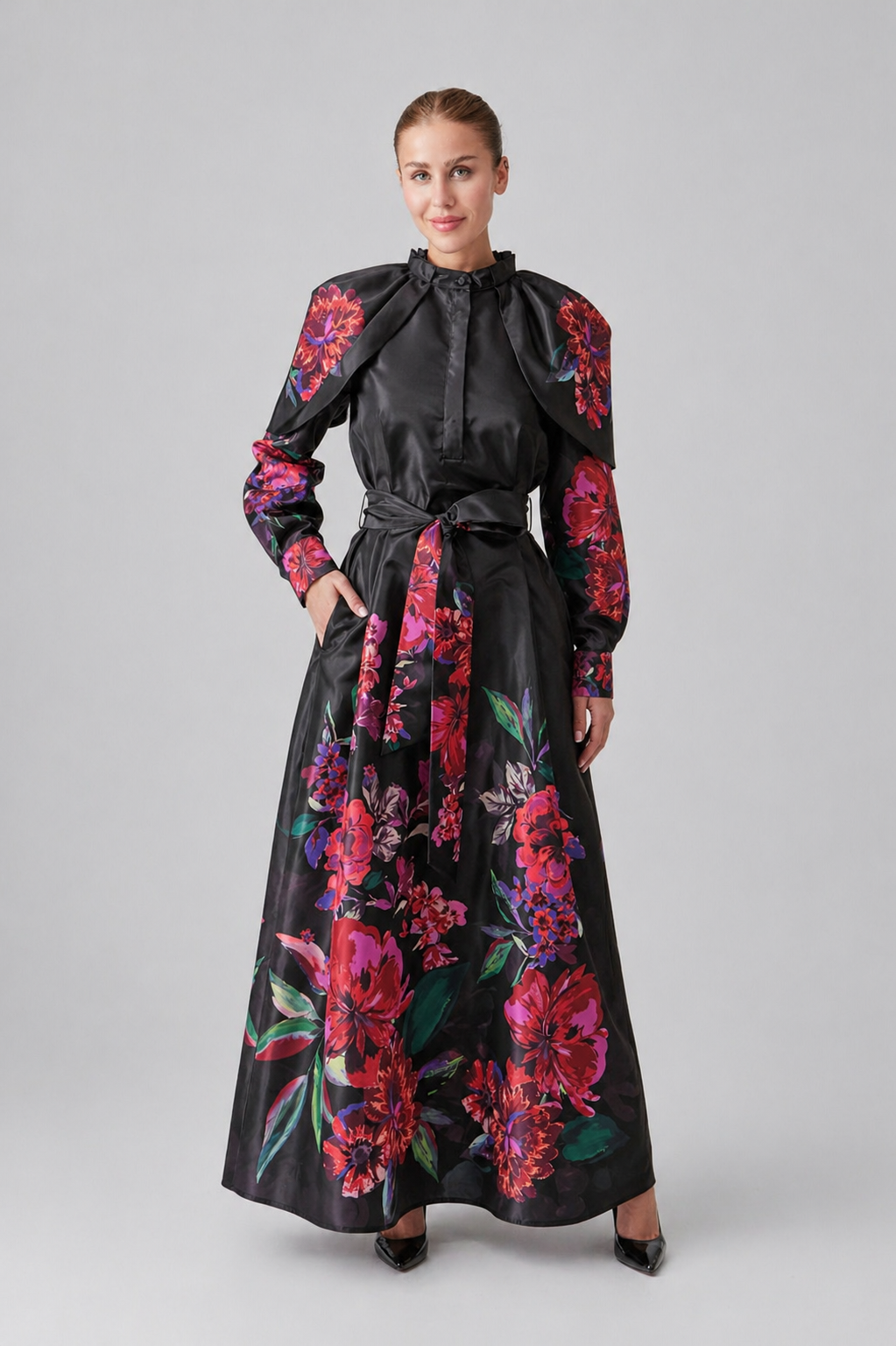 Floral Satin Gown