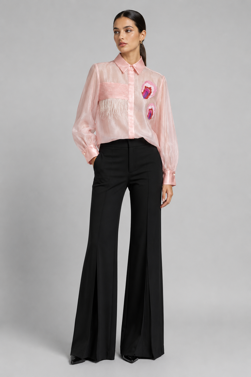Blush organza Bloom Blouse