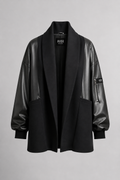 Leather-Sleeved Long coat