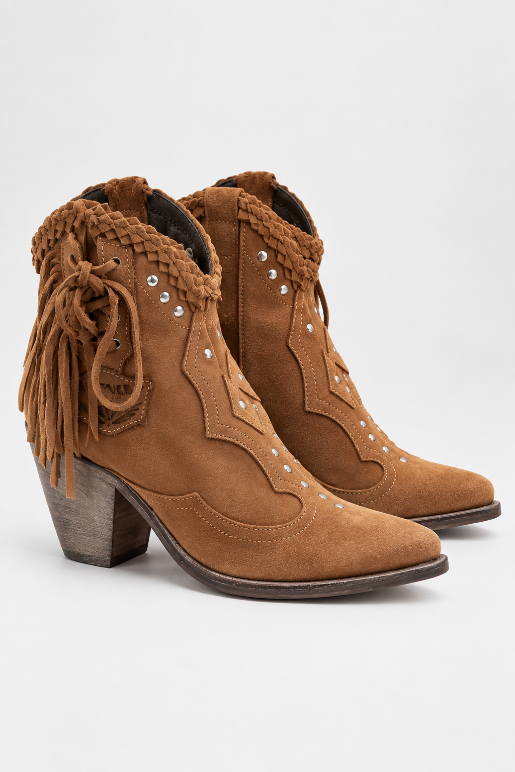 Western-Style Suede Ankle Boot
