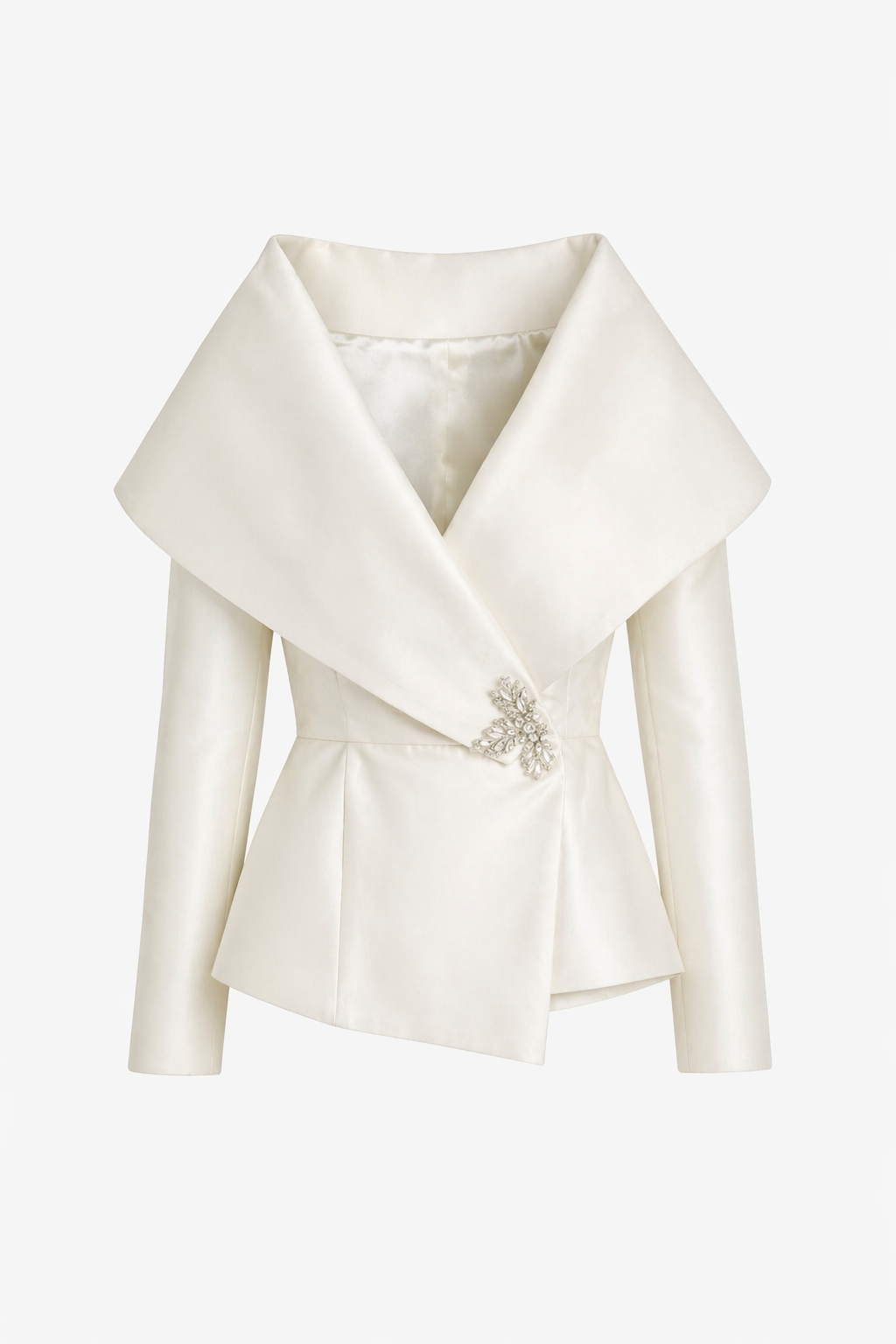 Ivory Draped Collar Statement Jacket