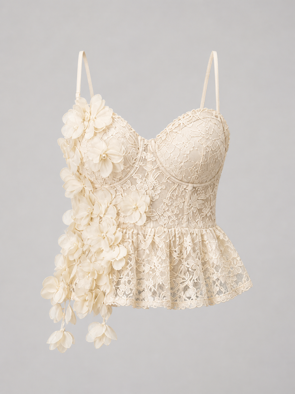 Floral Lace Corset Top – Soft Ivory