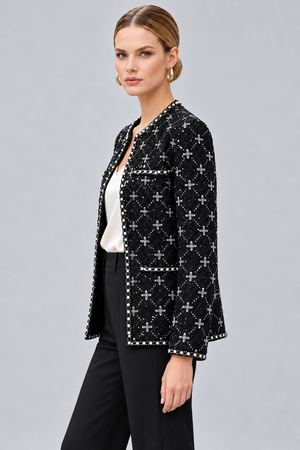 Embellished tweed evening jacket