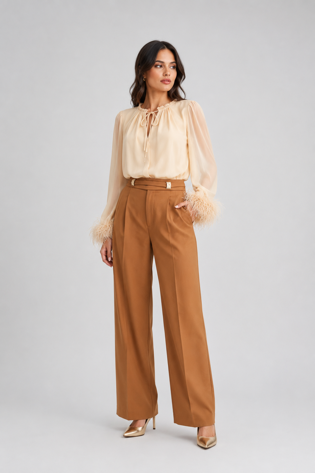 Tan Buckle Pants