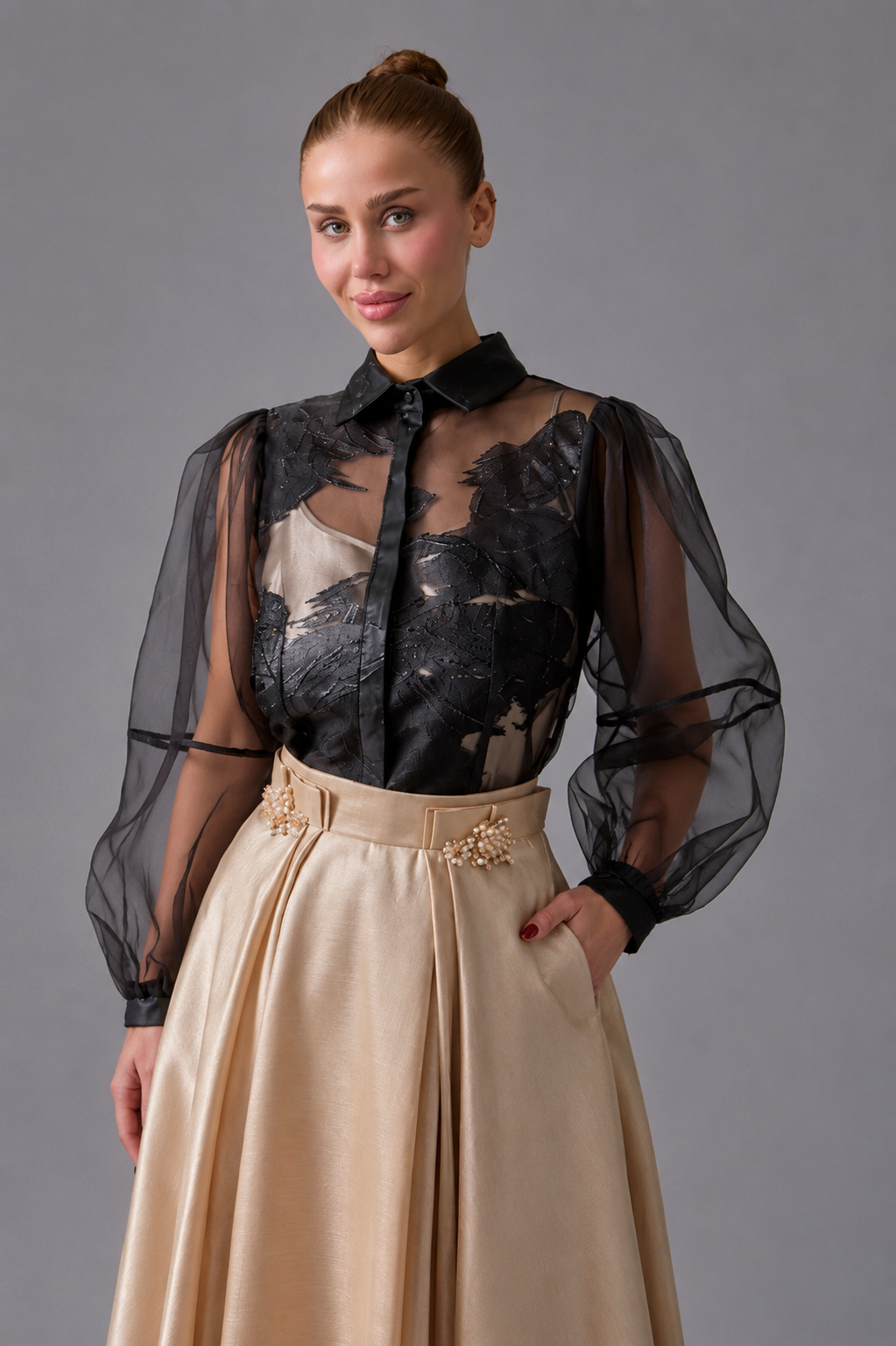 Midnight Sheer Elegance Blouse