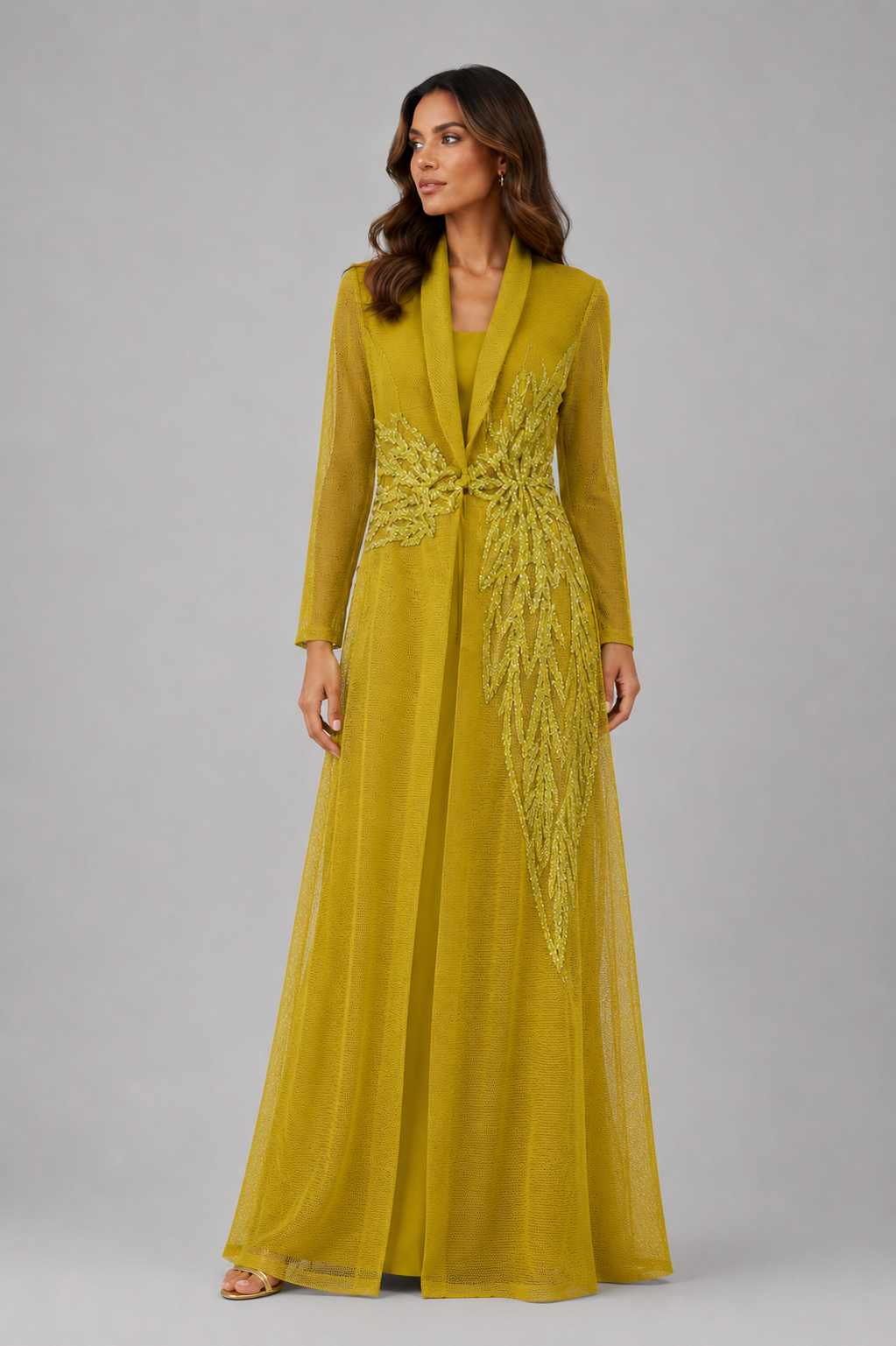 Mustard Embroidered Dress