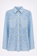Sky Blue Lace Embroidery Shirt