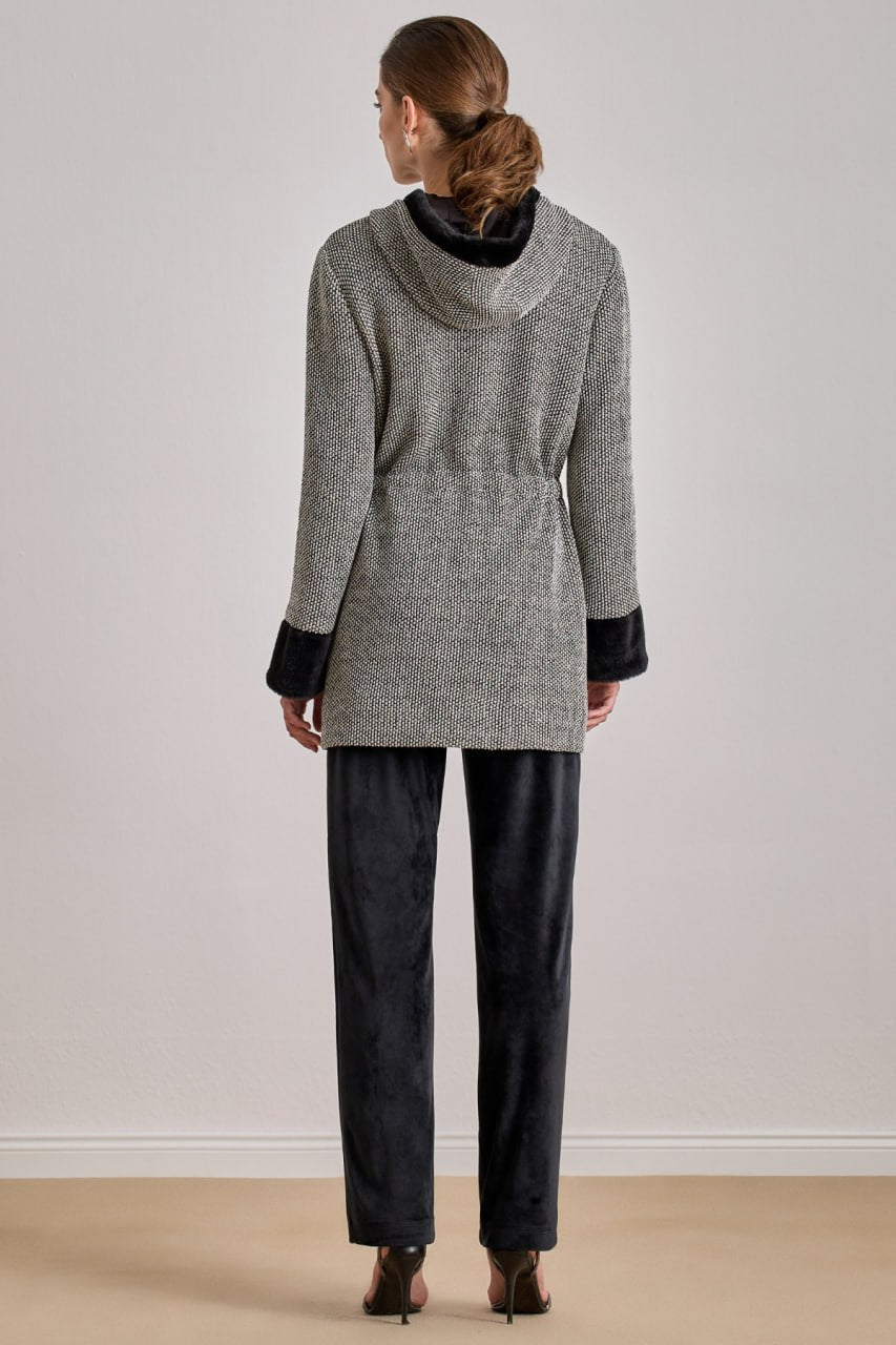 Textured Hooded cardigan