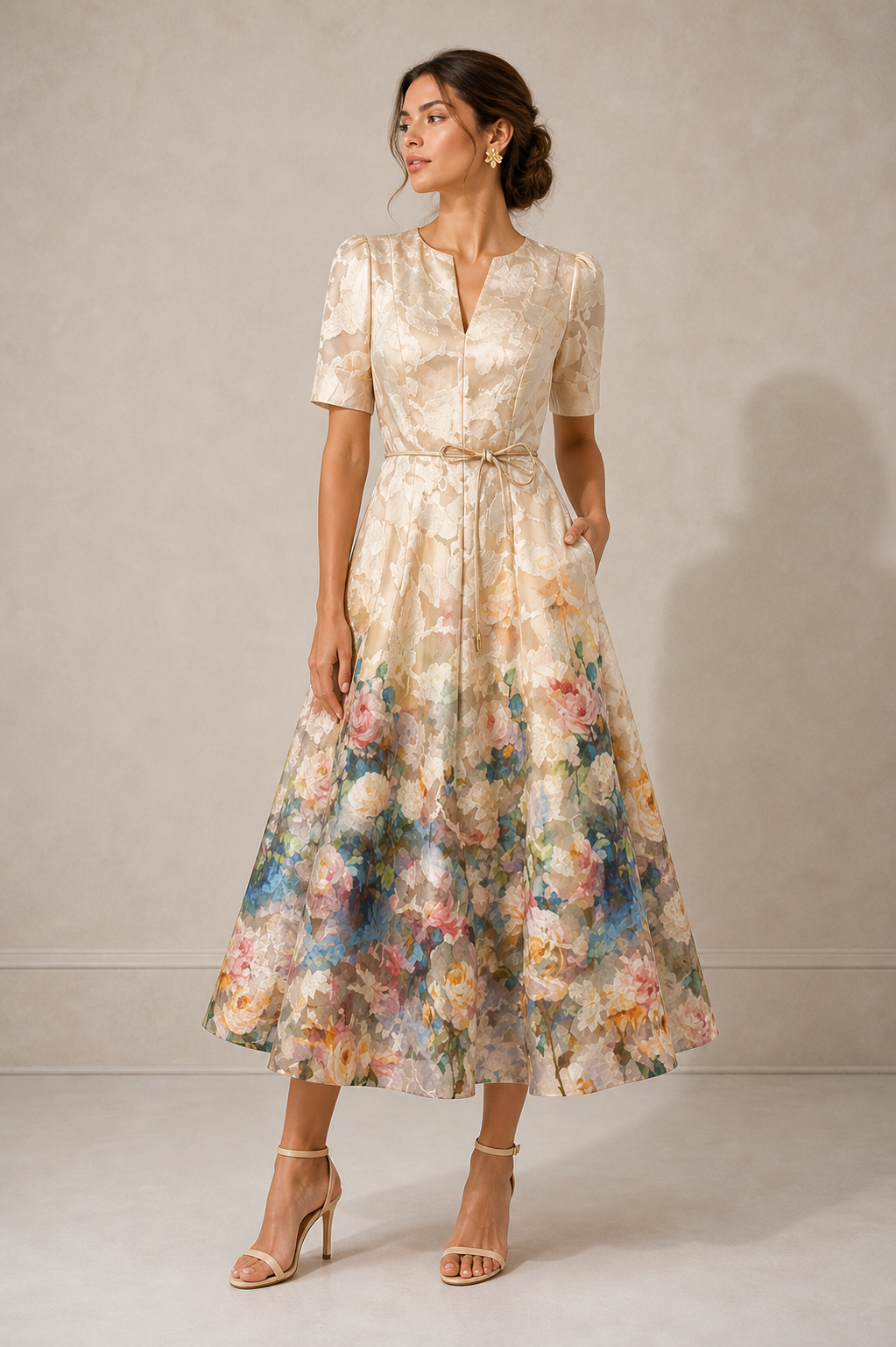 Floral Impression Midi Dress