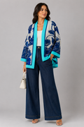 Textured Floral Open-Front Kimono